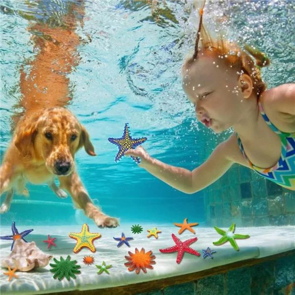 Kids 16 Pieces Big Diving Pool Toys, Beach Colorful Starfish Summer Swimming Toy